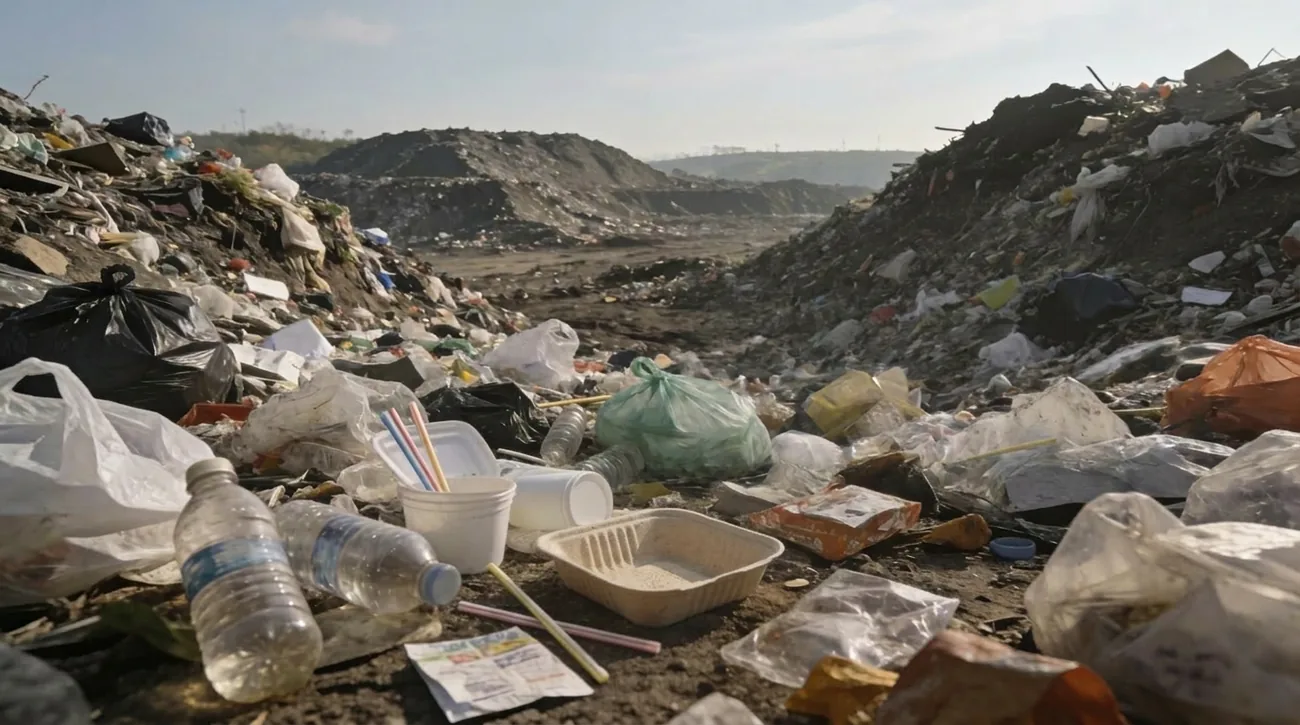 Plastic waste in landfill